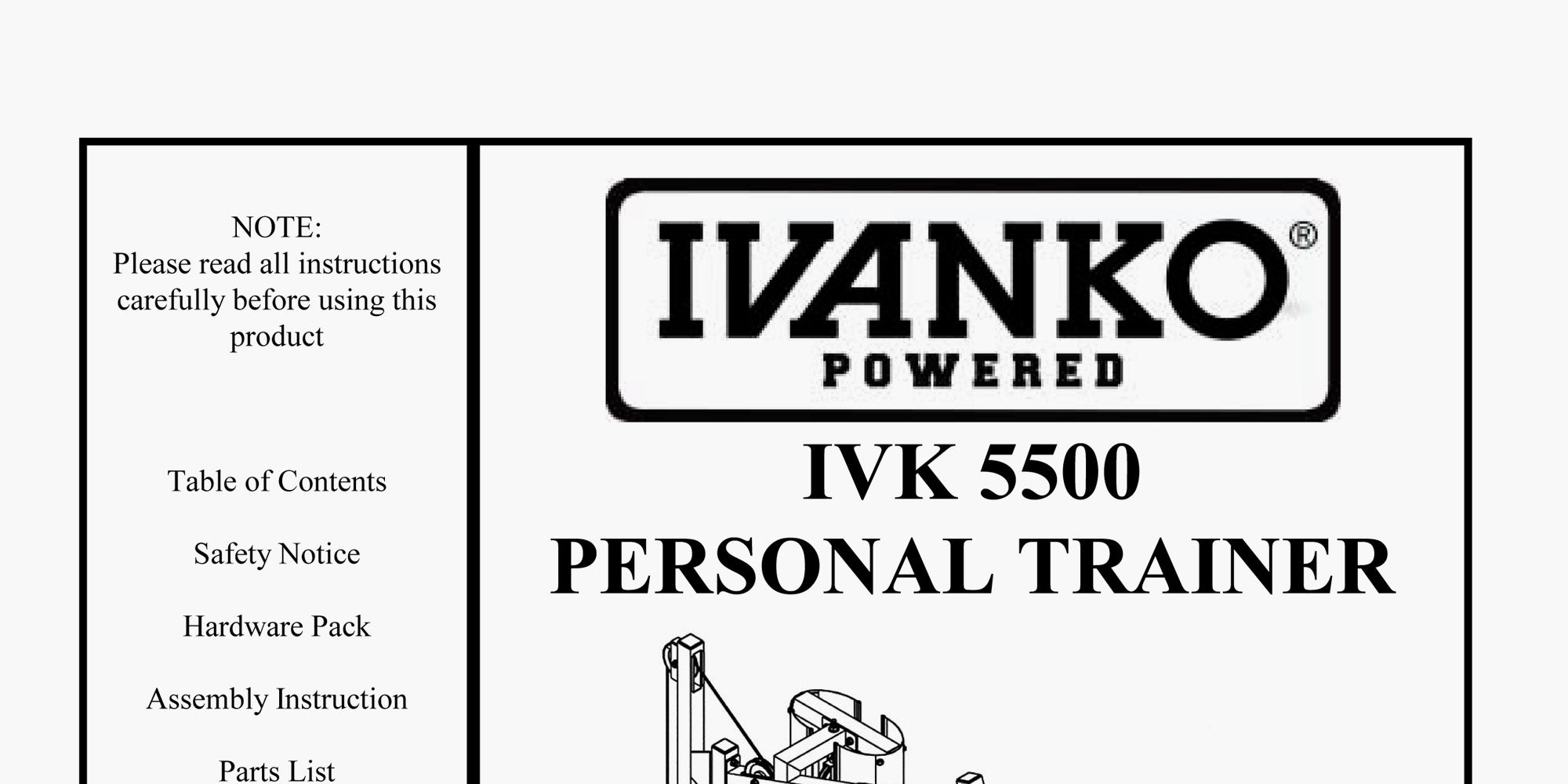 IVK-5500 Personal Trainer (Owner's Manual) – Ivanko Barbell Company