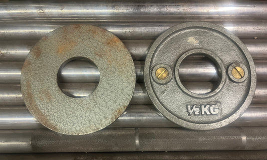 Old Style Powerlifting Plate, Grey, 1/2 KG