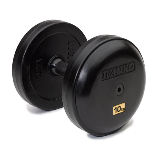 Ivanko 10kg Fixed Dumbbell Set - Rubber-Encased Cast-Iron Plates w/ Rubber End Plates | RUB/EPR