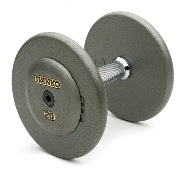 Fixed Dumbbell Set - Cast-Iron Plates w/ Ductile Cast-Iron End Plates, Gray | R/EP 1.25 20 lb. dumbbell