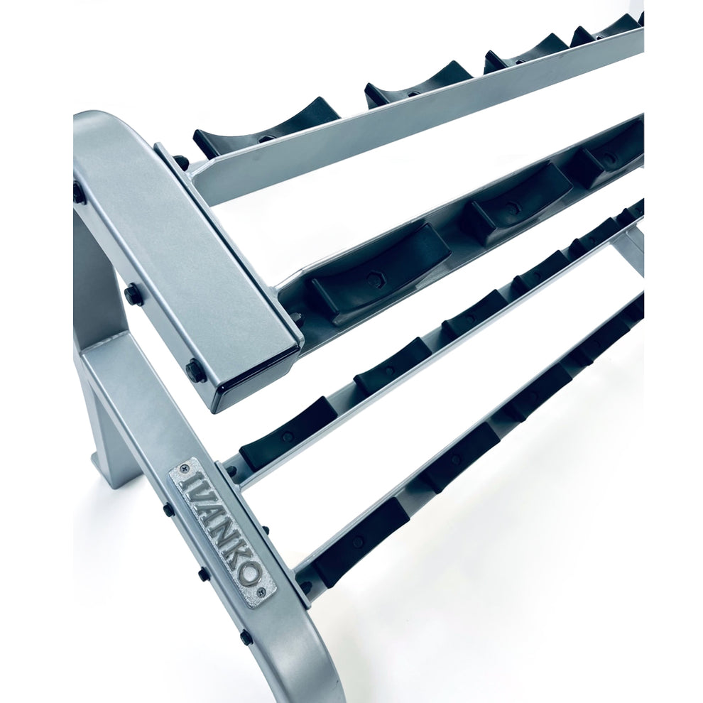 10 Pair Double-Level Dumbbell Rack | RK-9510-KD – Ivanko Barbell Company
