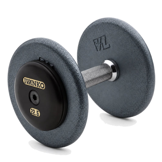 Fixed Dumbbell Set - Cast-Iron, Machined Plates W/Machined, Black-Oxide End Plate | RM/EP-1.5