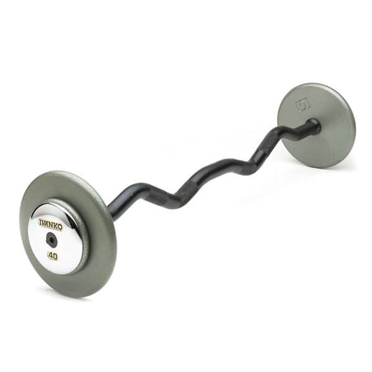 Ivanko ez-curl fixed barbell with grey cast iron machined plates