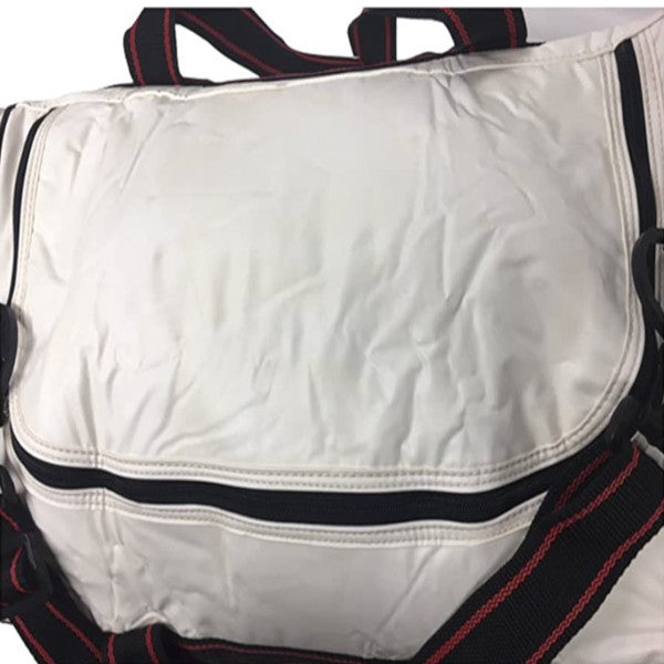 Ivanko White Gym Bag top zippered compartment and adjustable straps