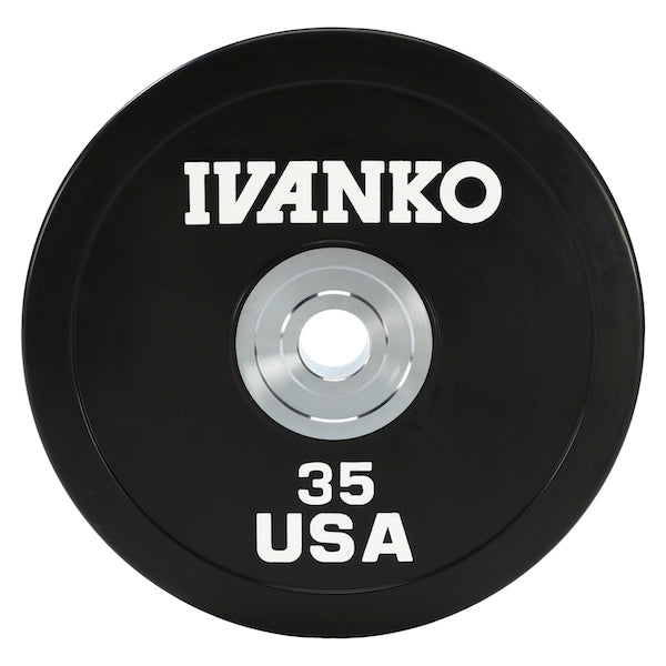 Ivanko 35 lbs. Olympic Bumper Plates, Heavy Duty, Black, Lbs