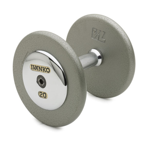 Fixed Dumbbell Set - Cast-Iron, Machined Plates w/ Machined, Chromed End Plate | RM/EPC 1.5
