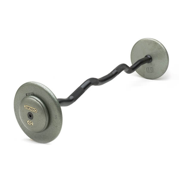 Ivanko ez-curl fixed barbell with grey cast iron plates